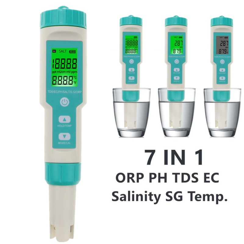 PH-mètre, 5 en 1 PH/TDS/EC/ORP/contrôleur de température testeur de qualité  de